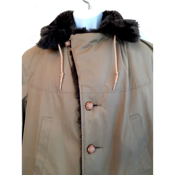 Vintage A Robert Lewis Idea HEAVY Coat Size 42 Mens Large Beige Faux Fur Lining - Picture 4 of 16